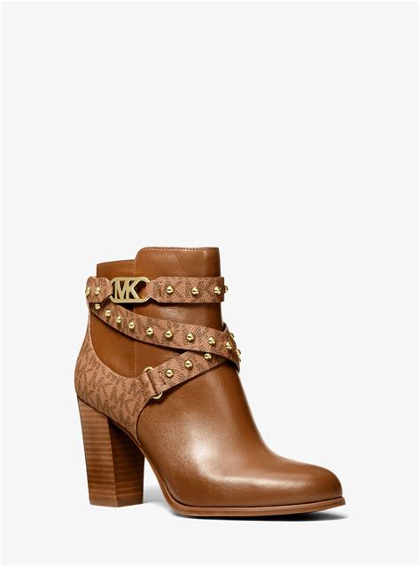 michael kors brown leather ankle boots|Michael Kors kara bootie.